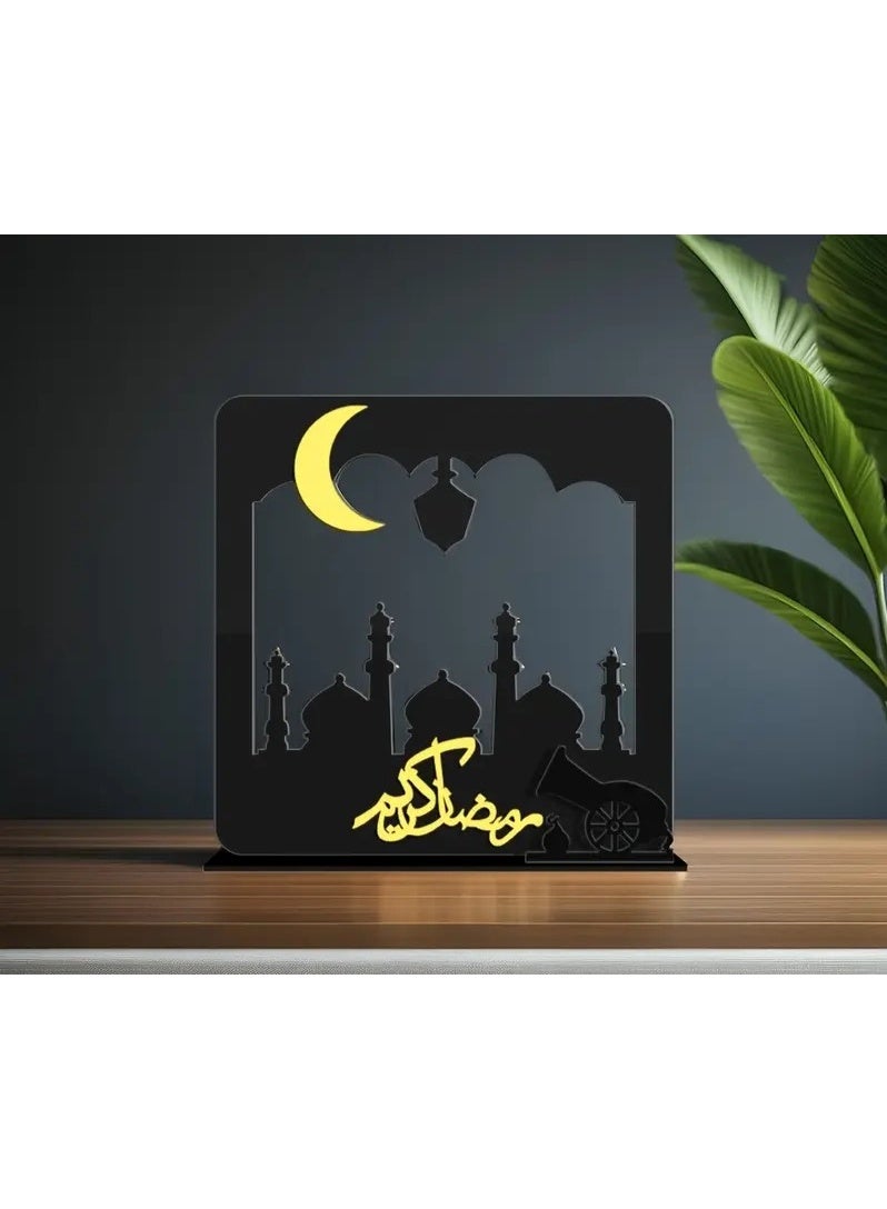 حامل طاولة أكريليك رمضان كريم، ديكور أنيق لرمضان والعيد للمنزل والمكتب وطاولة الإفطار - Image 1